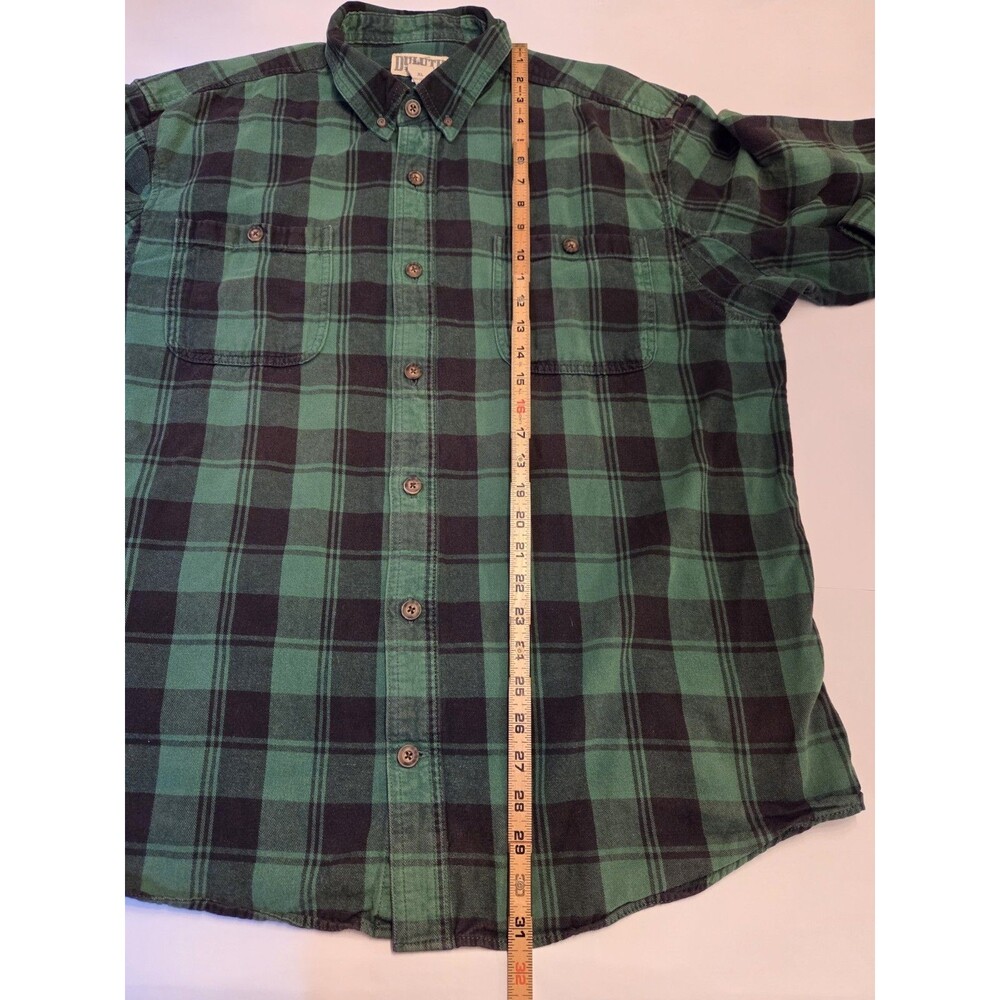 Duluth Trading Co Flannel Shirt Men’s XL Green Plaid Button Down Heavy Cotton - Picture 7 of 7